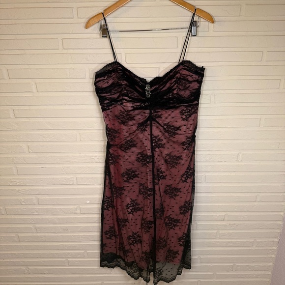JS Collections Black and Pink Lace Slip Whimsygoth Dress, Women’s Size 12 - Picture 1 of 8